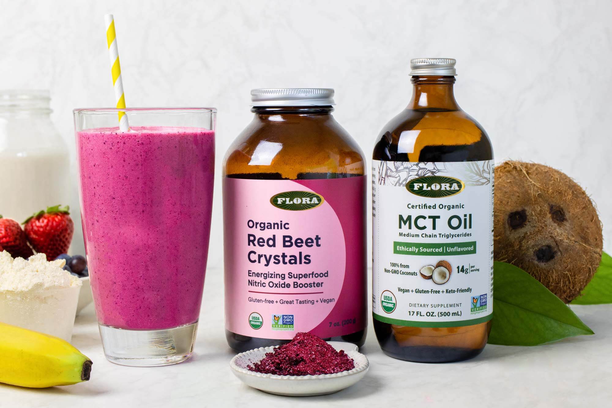 Pre-Workout Power Smoothie with MCT Oil and Red Beet Crystals