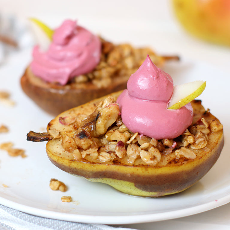 Cinnamon Baked Pears with Elderberry &amp; Manuka Honey