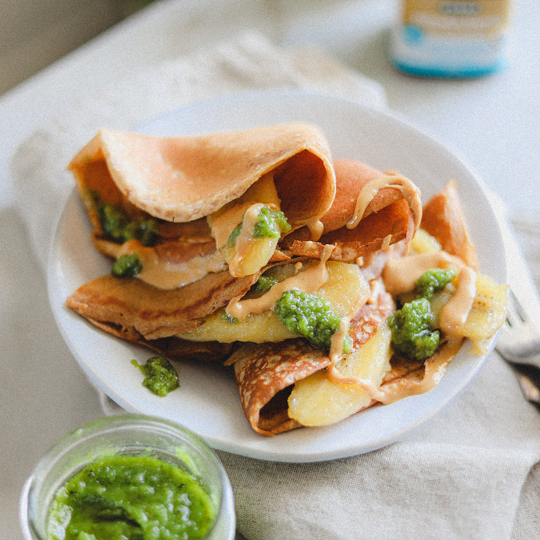 Crepes with Sweet Mānuka Pesto