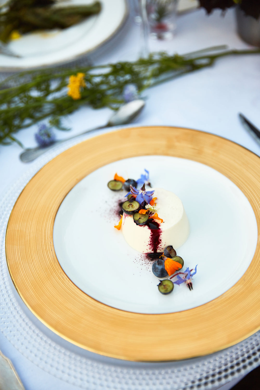 Meyer Lemon Panna Cotta with Elderberry Crystals
