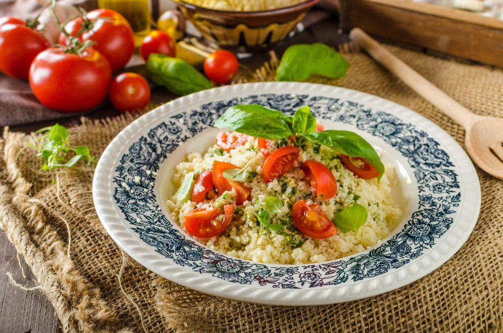 Cherry Tomato and Orzo with Feta + Homemade Pesto