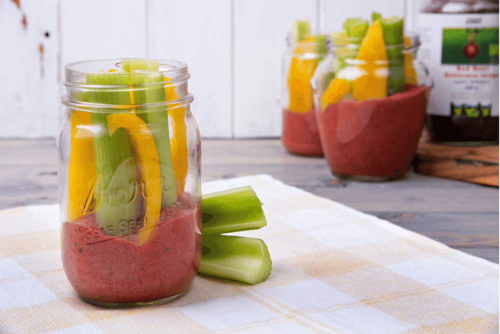 Muhammara Red Pepper Dip with Red Beet Crystals