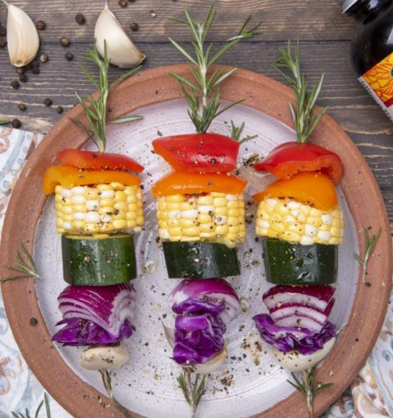 Sweet and Citrusy Italian Dressing over Rosemary Skewers