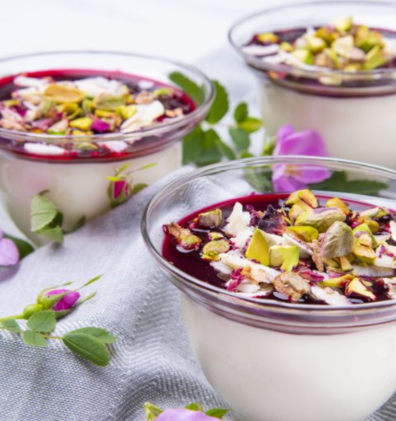Malabi Pudding With Red Beet Syrup