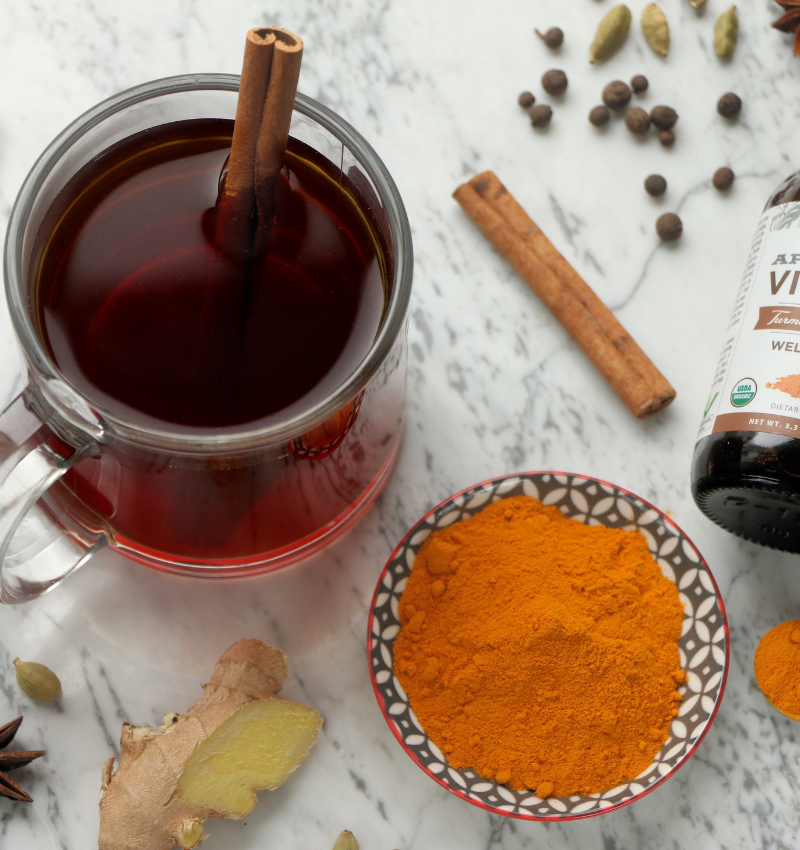 Hot Detox Chai Tea with Turmeric + Cinnamon Apple Cider Vinegar