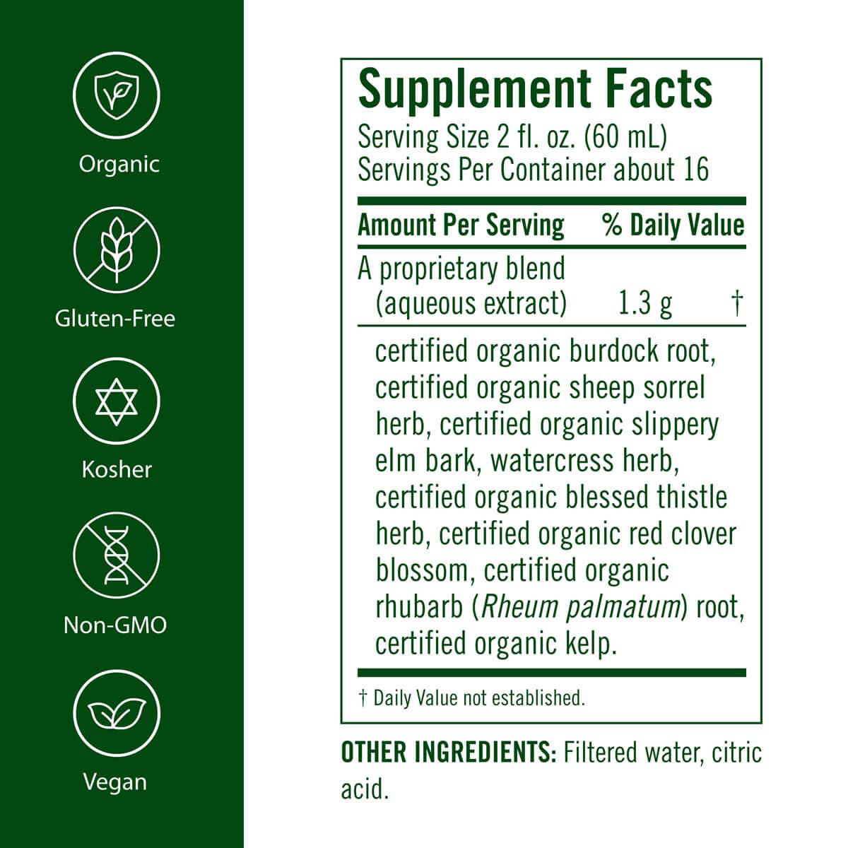 Flor-Essence label and ingredients