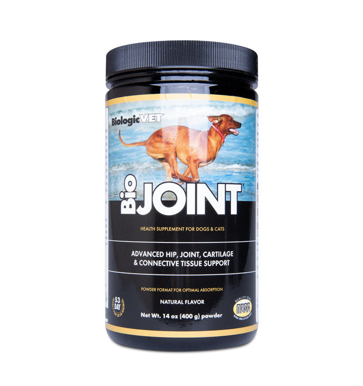 supplement for dog and cat hip and joint health in 14 oz container