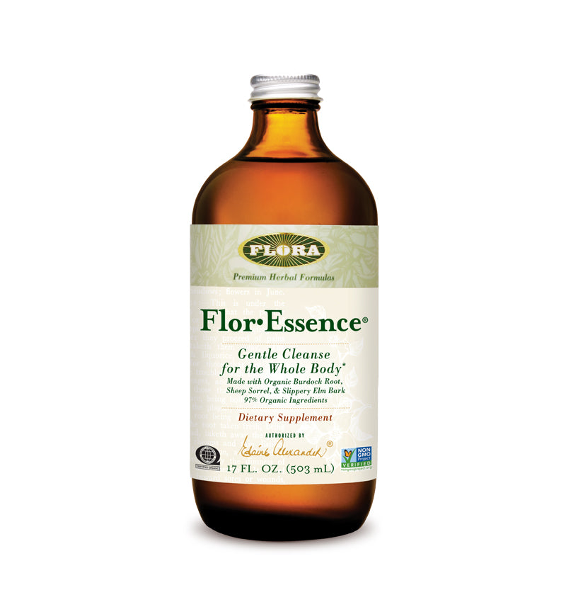 Flor*Essence gentle cleanse for the whole body made with organic burdock root, sheep sorrel, and slippery elm bark