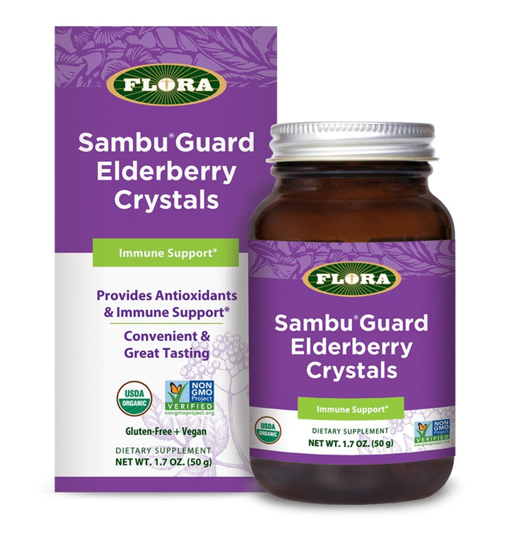 Bottle of Sambu Guard Elderberry Crystals antioxidant for immune support, 1.7 oz