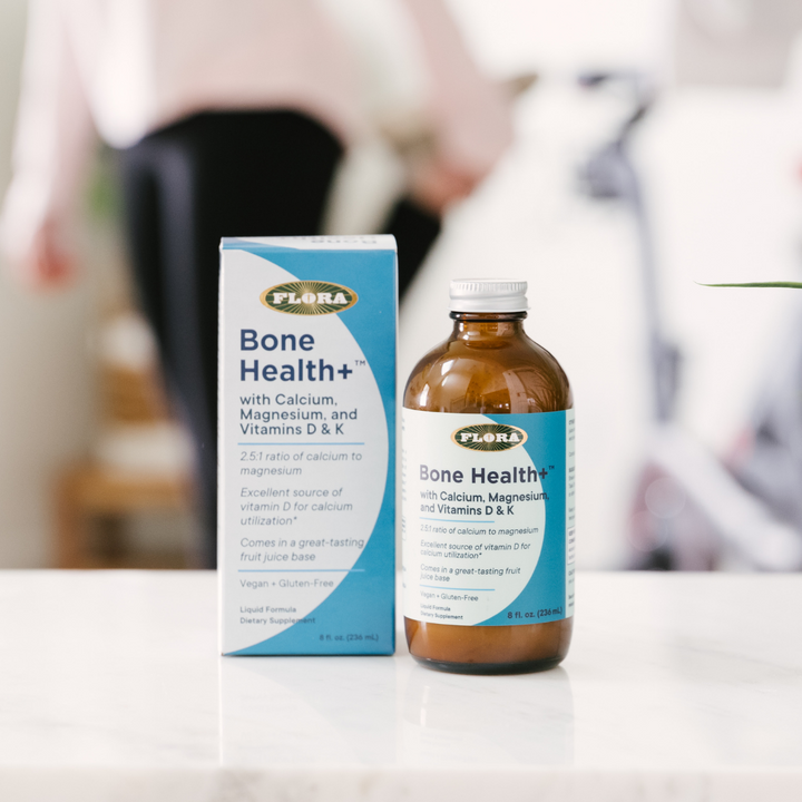 bone health supplements by FLora Health with calcium, magnesium, and vitamins