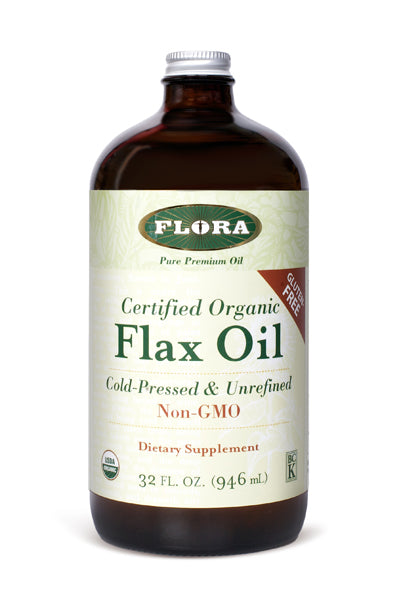 organic, cold-pressed flax oil with no gluten or GMOs